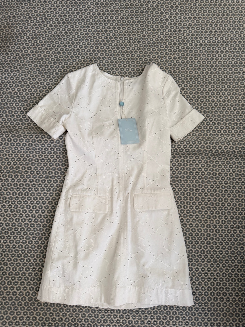 Hill house renata White Eyelet Shift Dress - Women's Casual Elegance xs - Picture 2 of 2